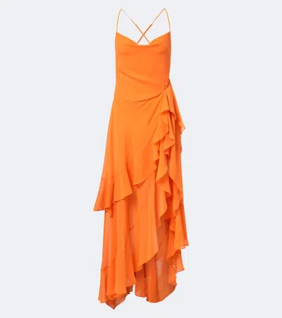 Retroféte Retrofête Samara Gathered Chiffon Maxi Dress In Orange