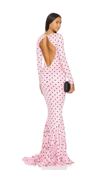 Retroféte Sara Dress In Pink Polka Dots