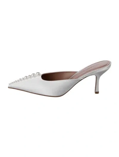 Pre-owned Retroféte Satin Beaded Accents Mules W/ Tags In White