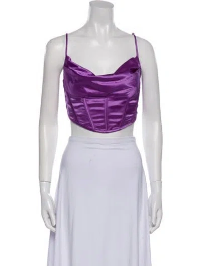 Pre-owned Retroféte Satin Cowl Neck Crop Top In Pink