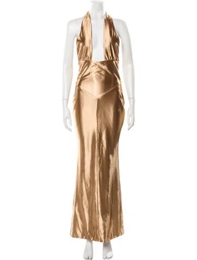 Pre-owned Retroféte Satin Midi Length Dress In Neutral