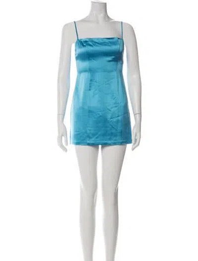 Pre-owned Retroféte Satin Mini Dress In Blue
