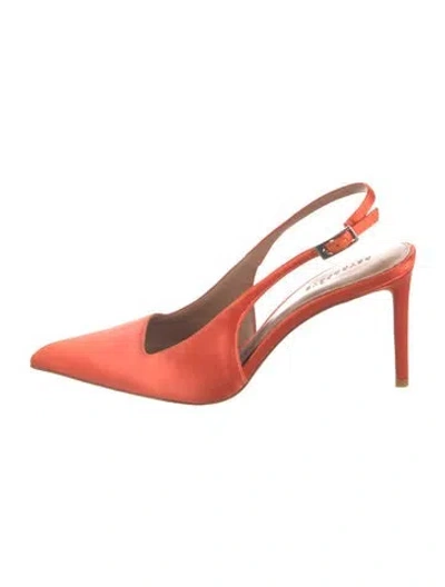 Pre-owned Retroféte Satin Slingback Pumps In Orange