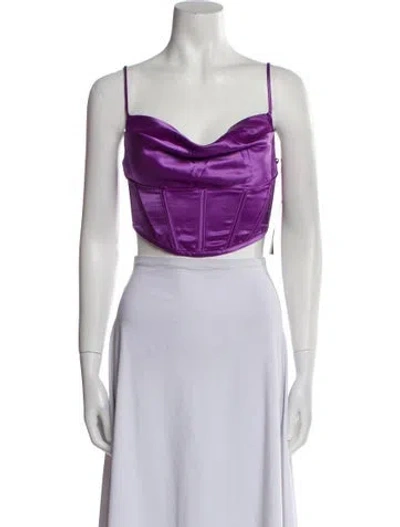 Pre-owned Retroféte Satin Square Neckline Crop Top W/ Tags In Pink