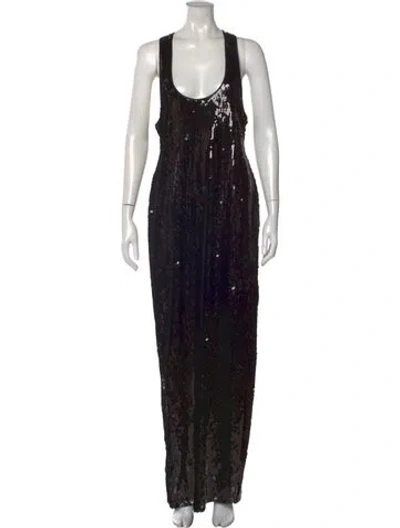 Pre-owned Retroféte Scoop Neck Long Dress W/ Tags In Black