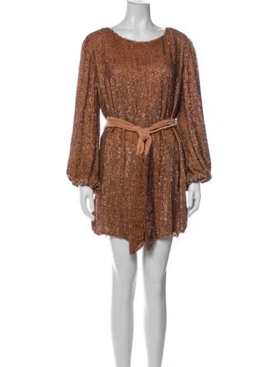 Pre-owned Retroféte Scoop Neck Mini Dress In Brown