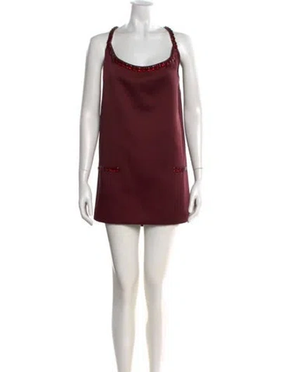 Pre-owned Retroféte Scoop Neck Mini Dress In Burgundy