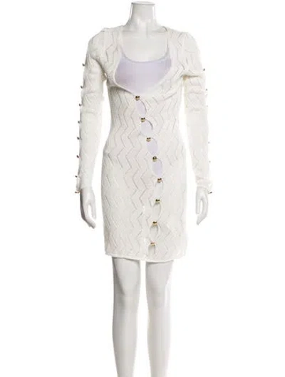 Pre-owned Retroféte Scoop Neck Mini Dress In White