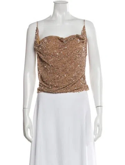 Pre-owned Retroféte Sequin Cowl Neck Top In Neutral