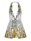 Retroféte Sequin-embellished Halterneck Mini Cocktail Dress In Gold