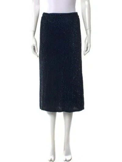 Pre-owned Retroféte Sequin Embellishments Midi Length Skirt In Blue