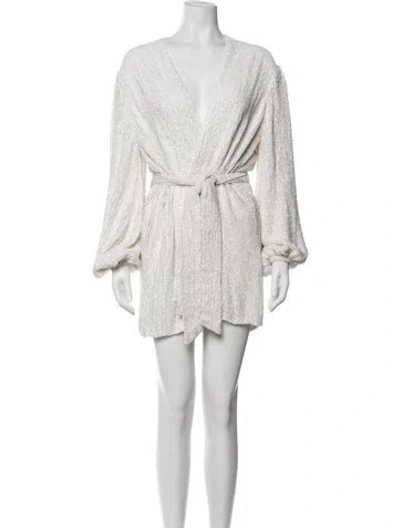 Pre-owned Retroféte Sequin Embellishments Robe In White