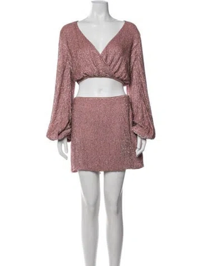 Pre-owned Retroféte Sequin Embellishments Skirt Set In Pink