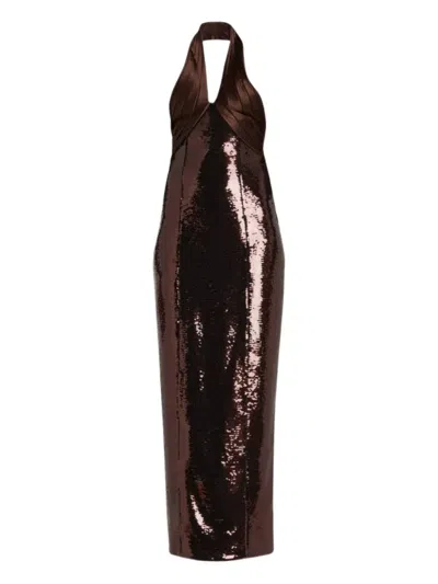 RETROFÉTE SEQUIN HALTERNECK MIDI DRESS