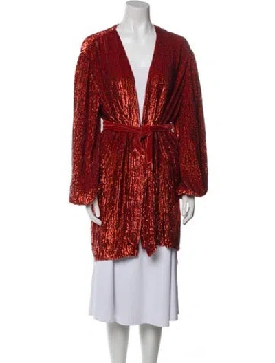 Pre-owned Retroféte Sequin Patterned Coat In Orange