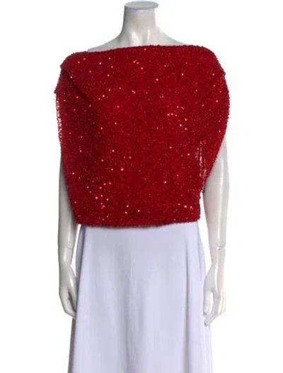 Pre-owned Retroféte Sequin Patterned Crop Top In Red