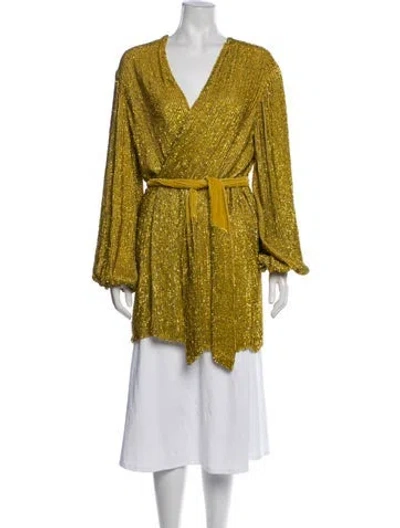 Pre-owned Retroféte Sequin Patterned Evening Jacket In Yellow