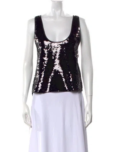 Pre-owned Retroféte Sequin Scoop Neck Top W/ Tags In Black