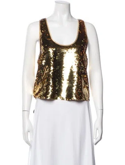 Pre-owned Retroféte Sequin Scoop Neck Top W/ Tags In Multi