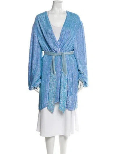 Pre-owned Retroféte Sequin Striped Jacket In Blue