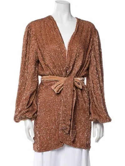 Pre-owned Retroféte Sequin Tweed Pattern Evening Jacket In Orange