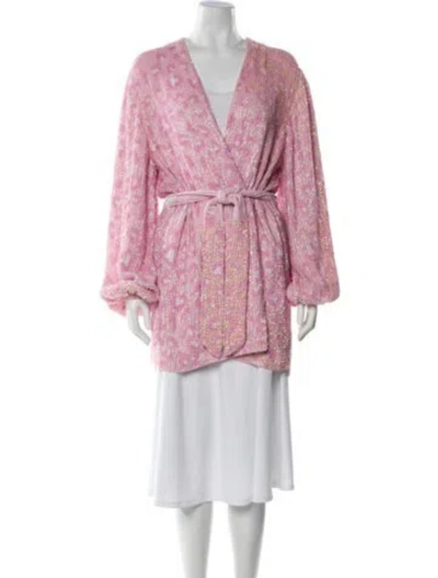 Pre-owned Retroféte Sequin Tweed Pattern Evening Jacket In Pink