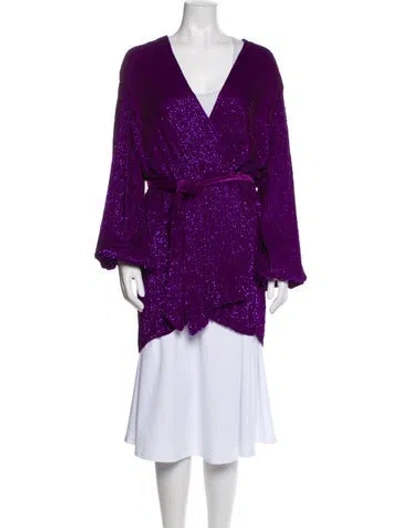 Pre-owned Retroféte Sequin Tweed Pattern Jacket In Purple