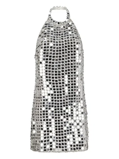 Retroféte Sequinned Halterneck Dress In Metallic