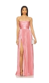 Retroféte Sevyn Pleated Strapless Gown In Rose