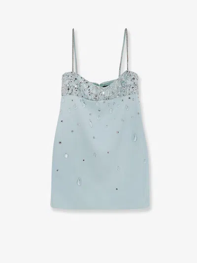 Retroféte Seychelles-lorelai Satin Mini Dress In Blue