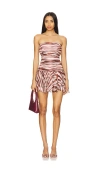 Retroféte Shaniece Silk Printed Layered Mini Dress In Earl Rose Zebra