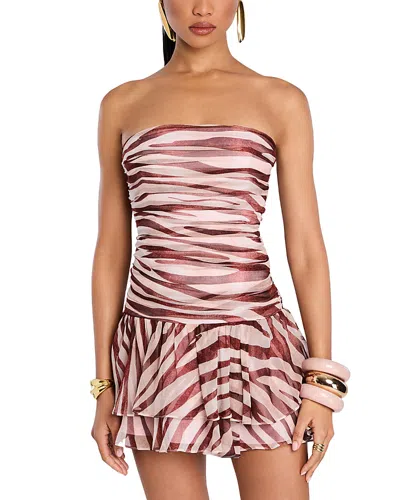 Retroféte Shaniece Silk Printed Layered Mini Dress In Earl Rose Zebra