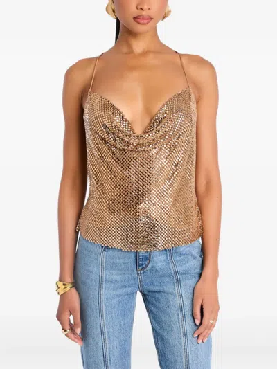 Retroféte Shiloh Chainmail Cowl-neck Cami In Gold