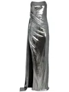 Retroféte Faye Metallic Halterneck Gown In Silber