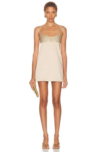 Retroféte Shyla Crystal Satin Mini Dress In Gold