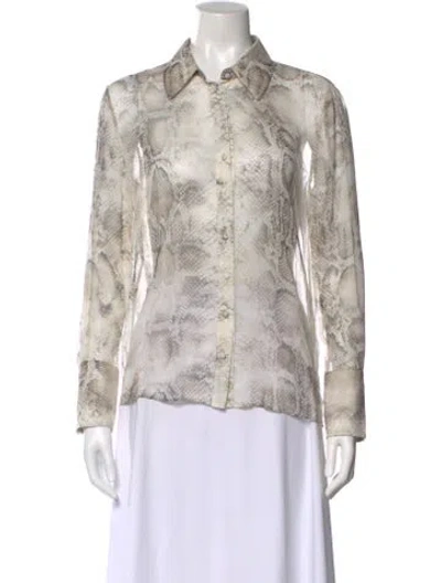 Pre-owned Retroféte Silk Animal Print Button-up Top In Multi