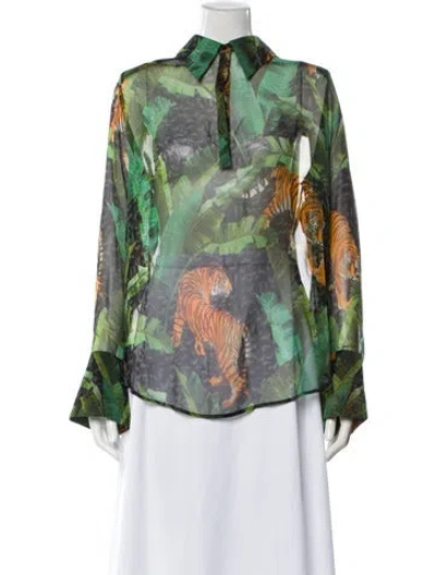 Pre-owned Retroféte Silk Animal Print Top In Black