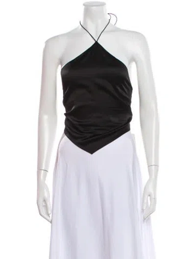 Pre-owned Retroféte Silk Halterneck Crop Top In Black