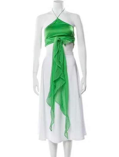 Pre-owned Retroféte Silk Halterneck Tunic In Green
