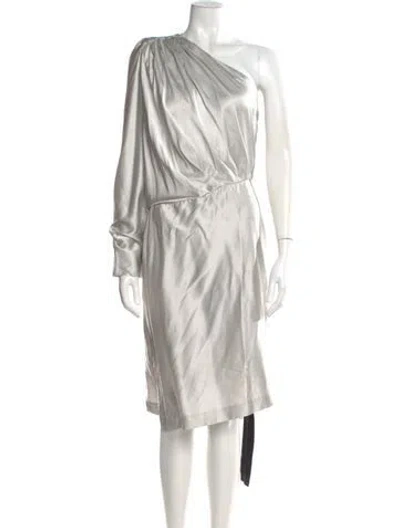 Pre-owned Retroféte Silk Knee-length Dress In Gray