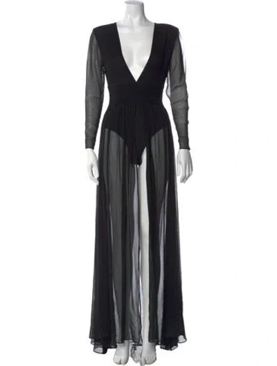 Pre-owned Retroféte Silk Long Dress In Black