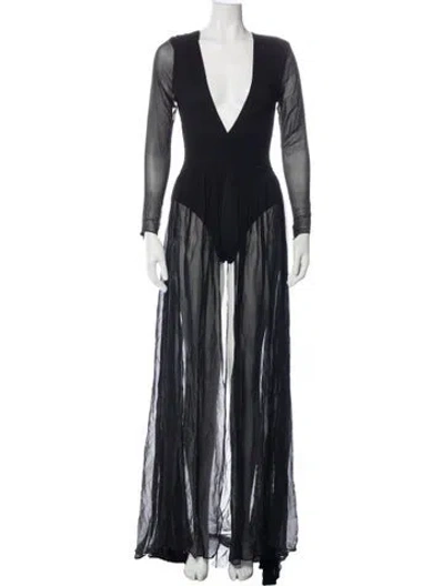 Pre-owned Retroféte Silk Long Dress In Black