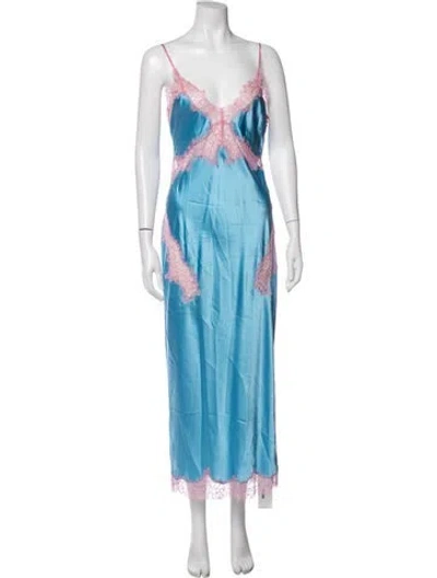 Pre-owned Retroféte Silk Long Dress In Blue