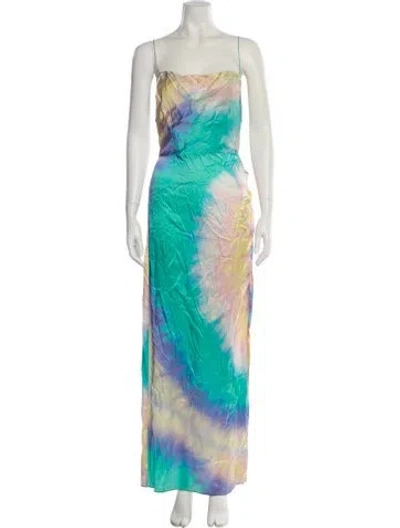 Pre-owned Retroféte Silk Long Dress In Green