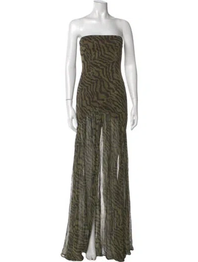 Pre-owned Retroféte Silk Long Dress In Green