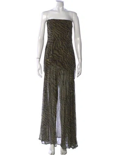 Pre-owned Retroféte Silk Long Dress In Green