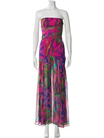 Pre-owned Retroféte Silk Long Dress In Pink