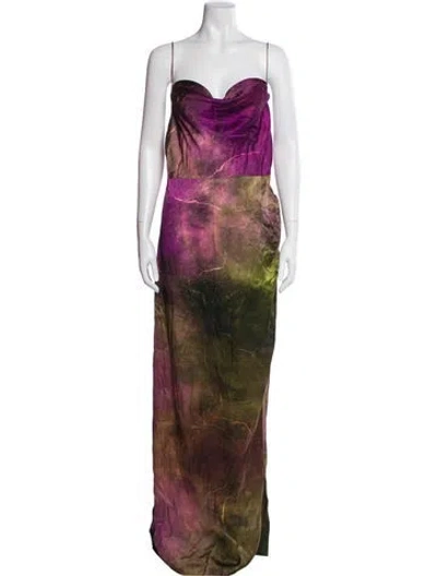 Pre-owned Retroféte Silk Long Dress In Purple