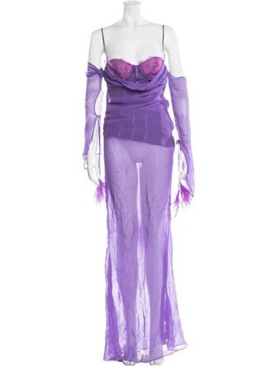 Pre-owned Retroféte Silk Long Dress In Purple