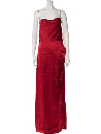 Pre-owned Retroféte Silk Long Dress In Red